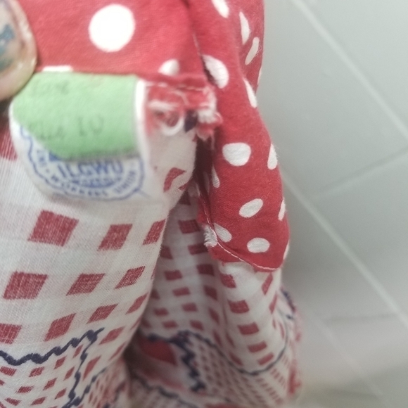 Vtg 70s red gingham plaid patchwork long sleeve maxi dress - Picture 10 of 12